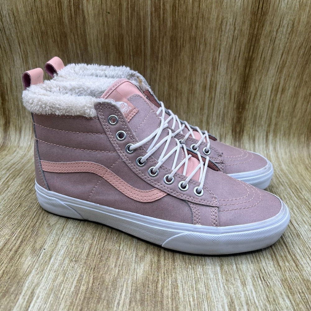 Vans Sk8-Hi‎ MTE Women's Size 9 Pink Faux Fur Lined High Top Sneakers Shoes
